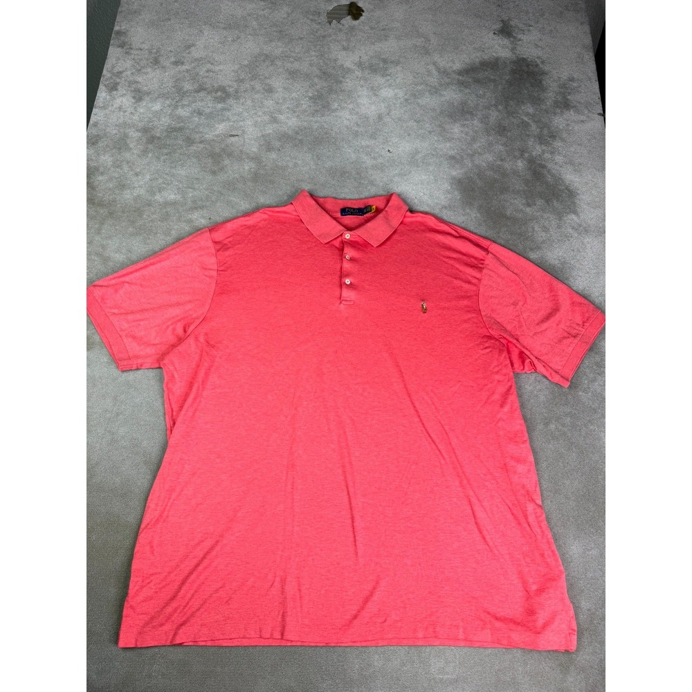 Polo Ralph Lauren Shirt Mens 3XLT Pink Knit Cotton Pony Logo Golf Performance